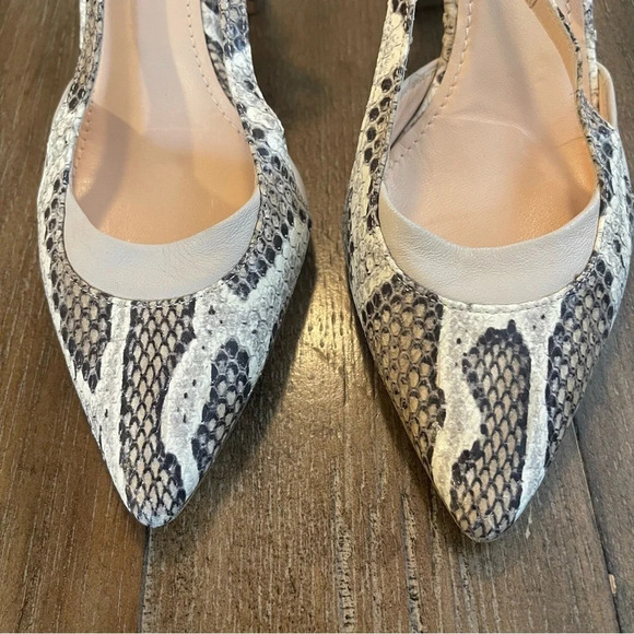 AGL Pumps 35.5 Slingback Block Heel Shoes Snake Skin Office Work Pointed Toe - Picture 10 of 11